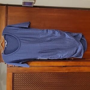 Athleta | Blue Fitted Ruched Side Slimming Modal Pima Cotton Dress Stretch - M